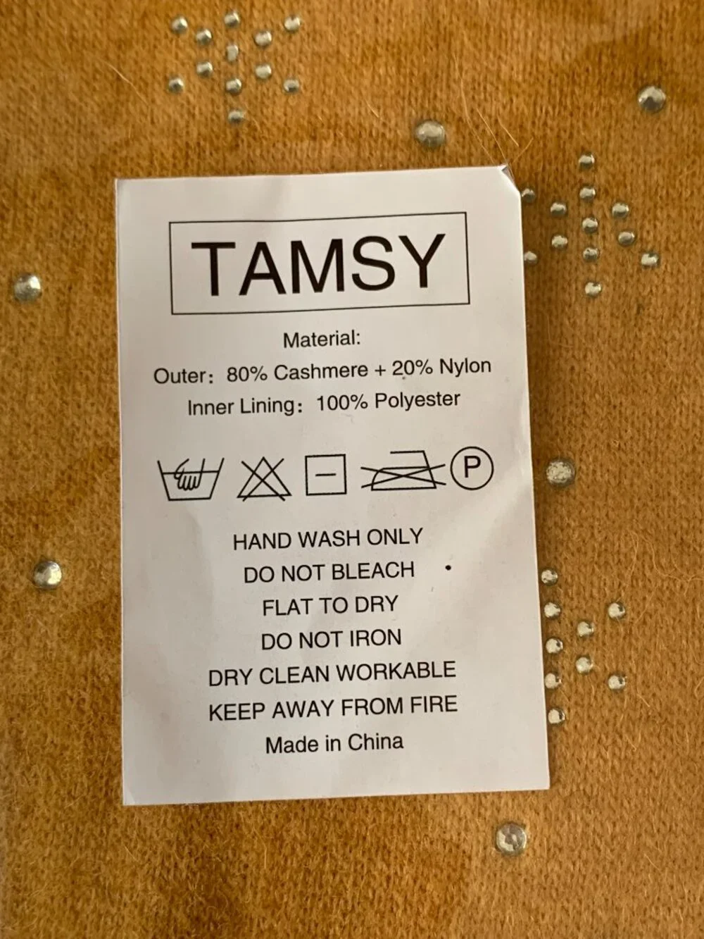 TAMSY GLOVES MUSTARD YELLOW NEW 80% CASHMERE 20